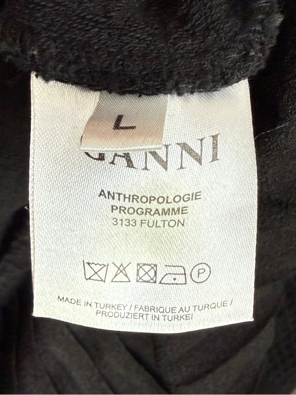Anthropologie Ganni Black Textured Cotton Pleated Hem Mini Dress | Size L - Picture 12 of 12